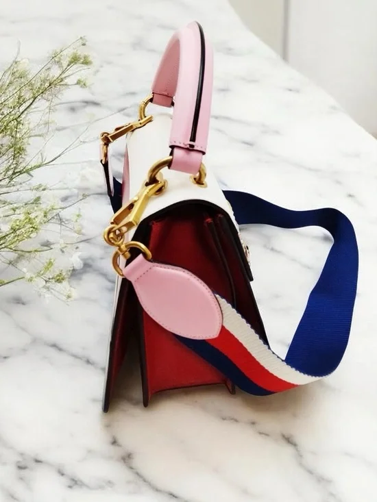 GUCCI Queen Margaret Bee Top Handle Bag Tricolor Leather Small - Picture 10 of 12